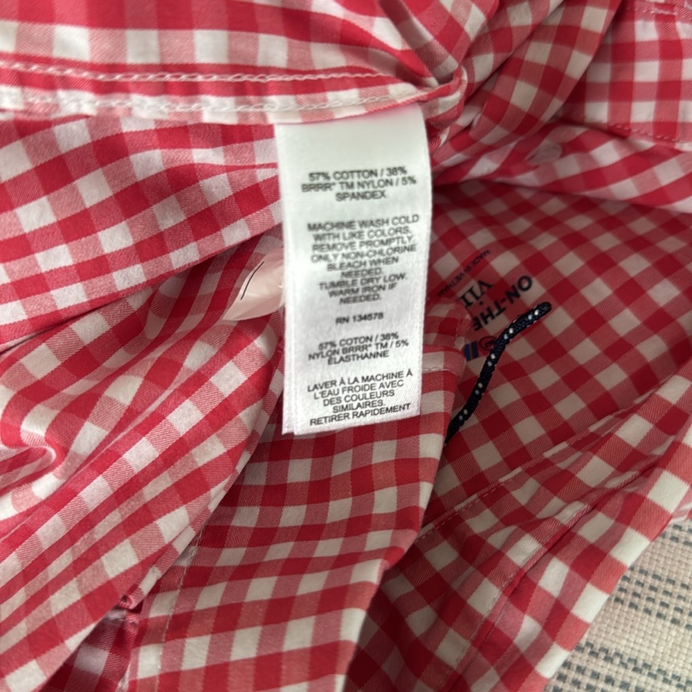 Vineyard Vines Shirt XS Class Fit ON the Go Performance Red White Plaid - Picture 4 of 6